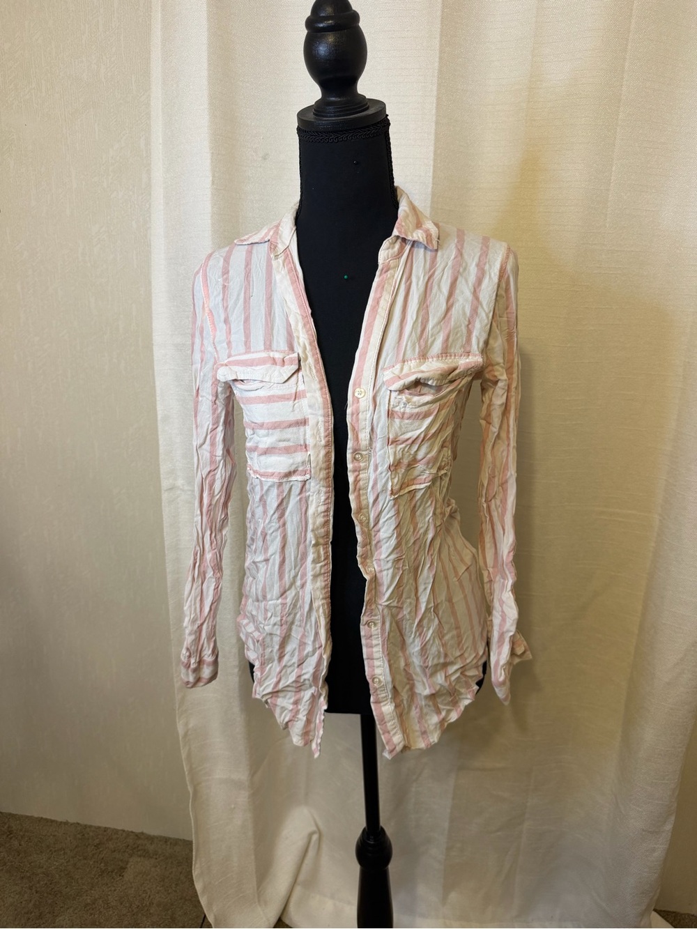 Sweet Wanderer Pink and White Striped Button-Down Shirt